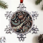 Paisley Print Musical Notes7 Metal Large Snowflake Ornament Front