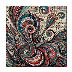 Paisley Print Musical Notes6 Tile Coaster by RiverRootz