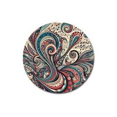 Paisley Print Musical Notes6 Magnet 3  (round)