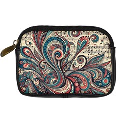 Paisley Print Musical Notes6 Digital Camera Leather Case by RiverRootz