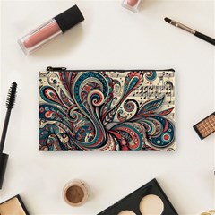 Paisley Print Musical Notes6 Cosmetic Bag (small) by RiverRootz