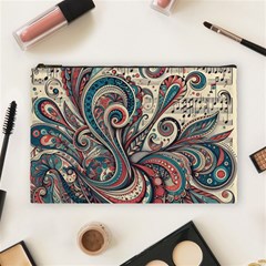 Paisley Print Musical Notes6 Cosmetic Bag (large) by RiverRootz