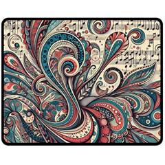 Paisley Print Musical Notes6 Fleece Blanket (medium) by RiverRootz