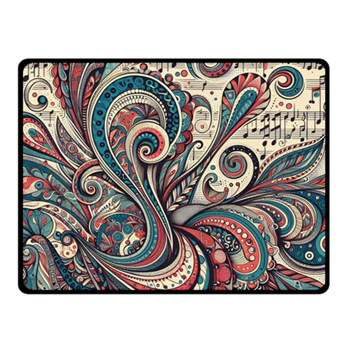 Paisley Print Musical Notes6 Fleece Blanket (Small)