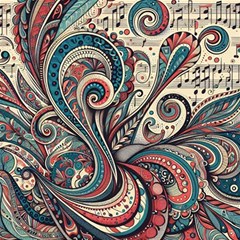 Paisley Print Musical Notes6 Play Mat (square)