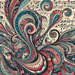 Paisley Print Musical Notes6 Play Mat (Square) Front