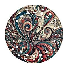 Paisley Print Musical Notes6 Ornament (round Filigree) by RiverRootz