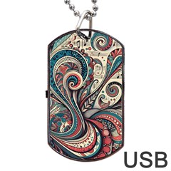 Paisley Print Musical Notes6 Dog Tag Usb Flash (two Sides) by RiverRootz