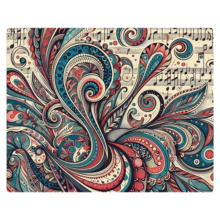 Paisley Print Musical Notes6 Two Sides Premium Plush Fleece Blanket (Teen Size)