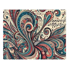 Paisley Print Musical Notes6 Two Sides Premium Plush Fleece Blanket (large)