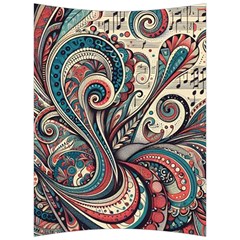 Paisley Print Musical Notes6 Back Support Cushion by RiverRootz