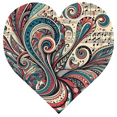 Paisley Print Musical Notes6 Wooden Puzzle Heart by RiverRootz