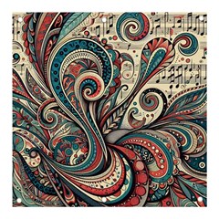 Paisley Print Musical Notes6 Banner And Sign 3  X 3  by RiverRootz