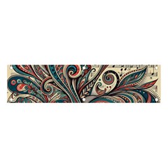 Paisley Print Musical Notes6 Banner And Sign 4  X 1  by RiverRootz