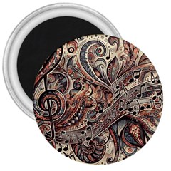 Paisley Print Musical Notes5 3  Magnets