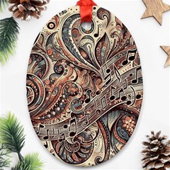 Paisley Print Musical Notes5 Ornament (oval)