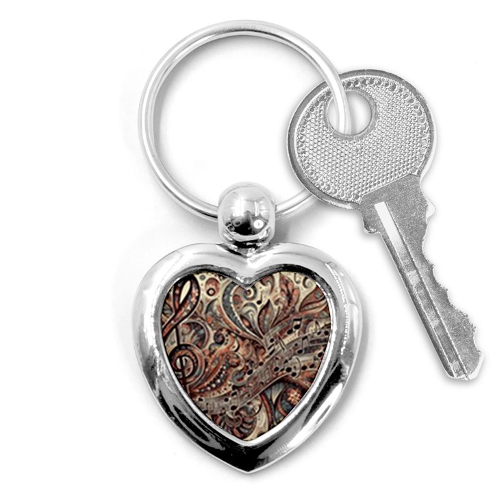 Paisley Print Musical Notes5 Key Chain (Heart)