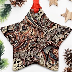 Paisley Print Musical Notes5 Star Ornament (two Sides) by RiverRootz