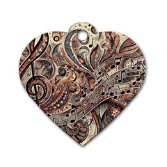 Paisley Print Musical Notes5 Dog Tag Heart (one Side) by RiverRootz