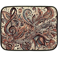 Paisley Print Musical Notes5 Fleece Blanket (mini) by RiverRootz