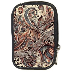 Paisley Print Musical Notes5 Compact Camera Leather Case by RiverRootz