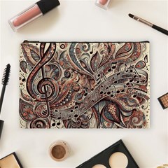 Paisley Print Musical Notes5 Cosmetic Bag (large) by RiverRootz