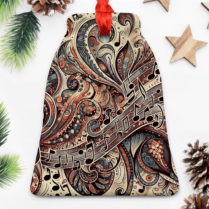 Paisley Print Musical Notes5 Bell Ornament (Two Sides)