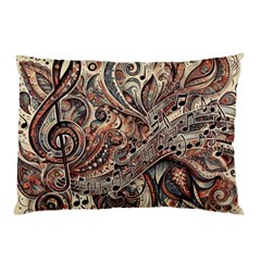 Paisley Print Musical Notes5 Pillow Case (two Sides) by RiverRootz