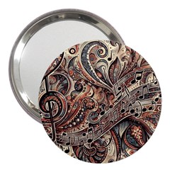 Paisley Print Musical Notes5 3  Handbag Mirrors