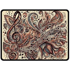 Paisley Print Musical Notes5 Two Sides Fleece Blanket (large)