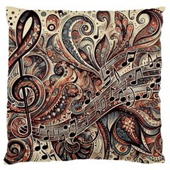 Paisley Print Musical Notes5 Standard Premium Plush Fleece Cushion Case (one Side)