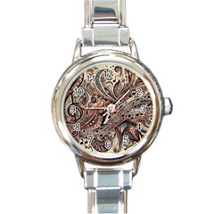 Paisley Print Musical Notes5 Round Italian Charm Watch