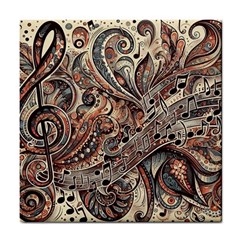 Paisley Print Musical Notes5 Tile Coaster by RiverRootz