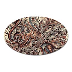 Paisley Print Musical Notes5 Oval Magnet