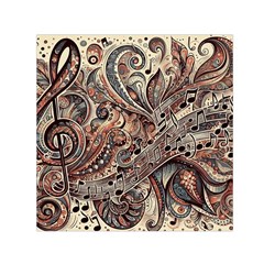 Paisley Print Musical Notes5 Square Satin Scarf (30  X 30 ) by RiverRootz