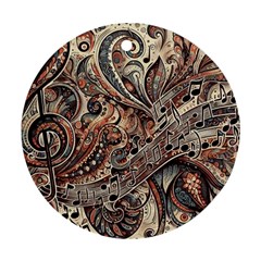 Paisley Print Musical Notes5 Round Ornament (two Sides)