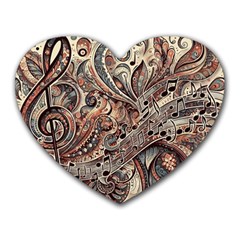 Paisley Print Musical Notes5 Heart Mousepad by RiverRootz