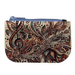 Paisley Print Musical Notes5 Large Coin Purse by RiverRootz