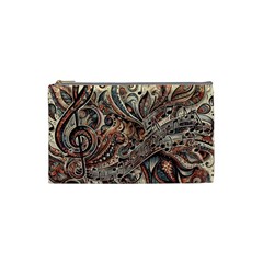 Paisley Print Musical Notes5 Cosmetic Bag (small) by RiverRootz