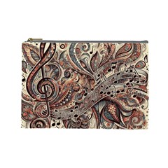 Paisley Print Musical Notes5 Cosmetic Bag (large) by RiverRootz