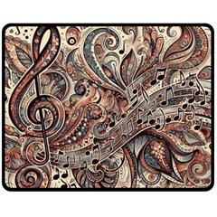 Paisley Print Musical Notes5 Fleece Blanket (medium) by RiverRootz