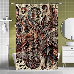 Paisley Print Musical Notes5 Shower Curtain 48  X 72  (small)  by RiverRootz