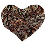 Paisley Print Musical Notes5 Large 19  Premium Heart Shape Cushions Back