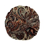 Paisley Print Musical Notes5 Standard 15  Premium Flano Round Cushions Back