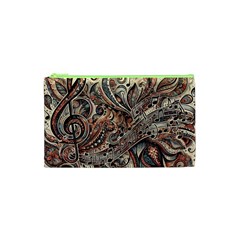 Paisley Print Musical Notes5 Cosmetic Bag (xs) by RiverRootz