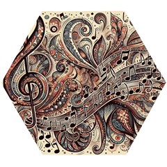 Paisley Print Musical Notes5 Wooden Puzzle Hexagon by RiverRootz