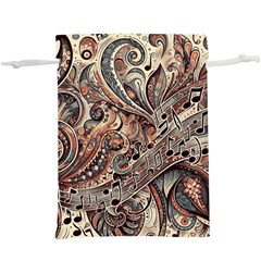 Paisley Print Musical Notes5 Lightweight Drawstring Pouch (xl) by RiverRootz