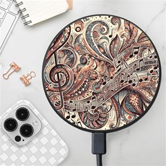 Paisley Print Musical Notes5 Wireless Fast Charger(black) by RiverRootz