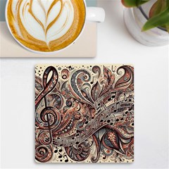 Paisley Print Musical Notes5 Uv Print Square Tile Coaster  by RiverRootz