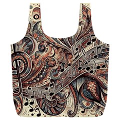 Paisley Print Musical Notes5 Full Print Recycle Bag (xxxl) by RiverRootz